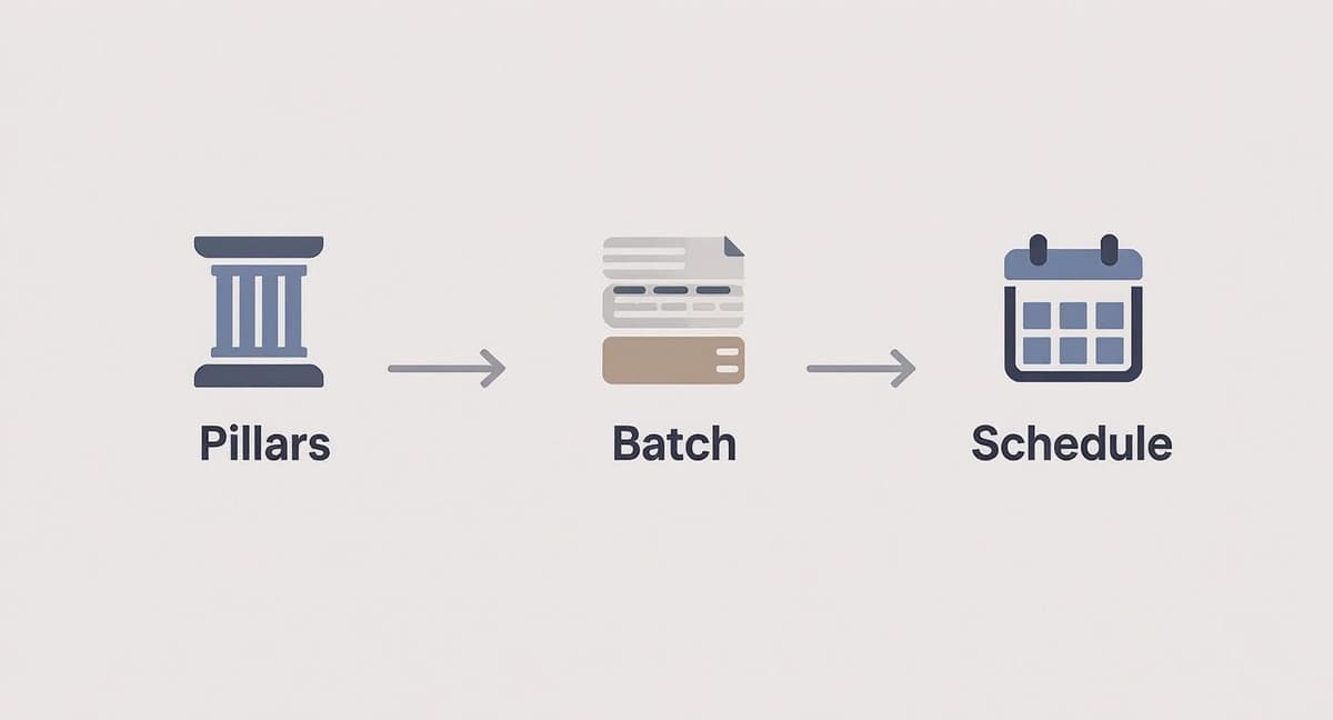 A visual flowchart illustrating the progression from pillars to batching to scheduling tasks.