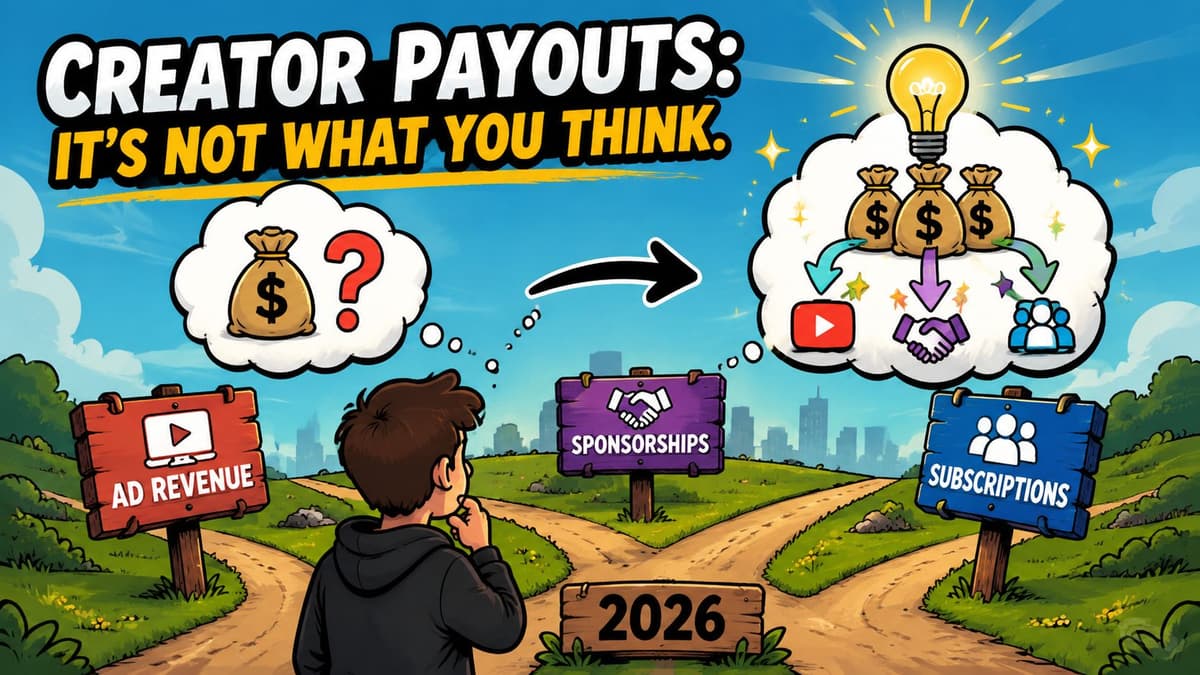 A creator thinking about income streams like ad revenue, sponsorships, and subscriptions for the year 2026.