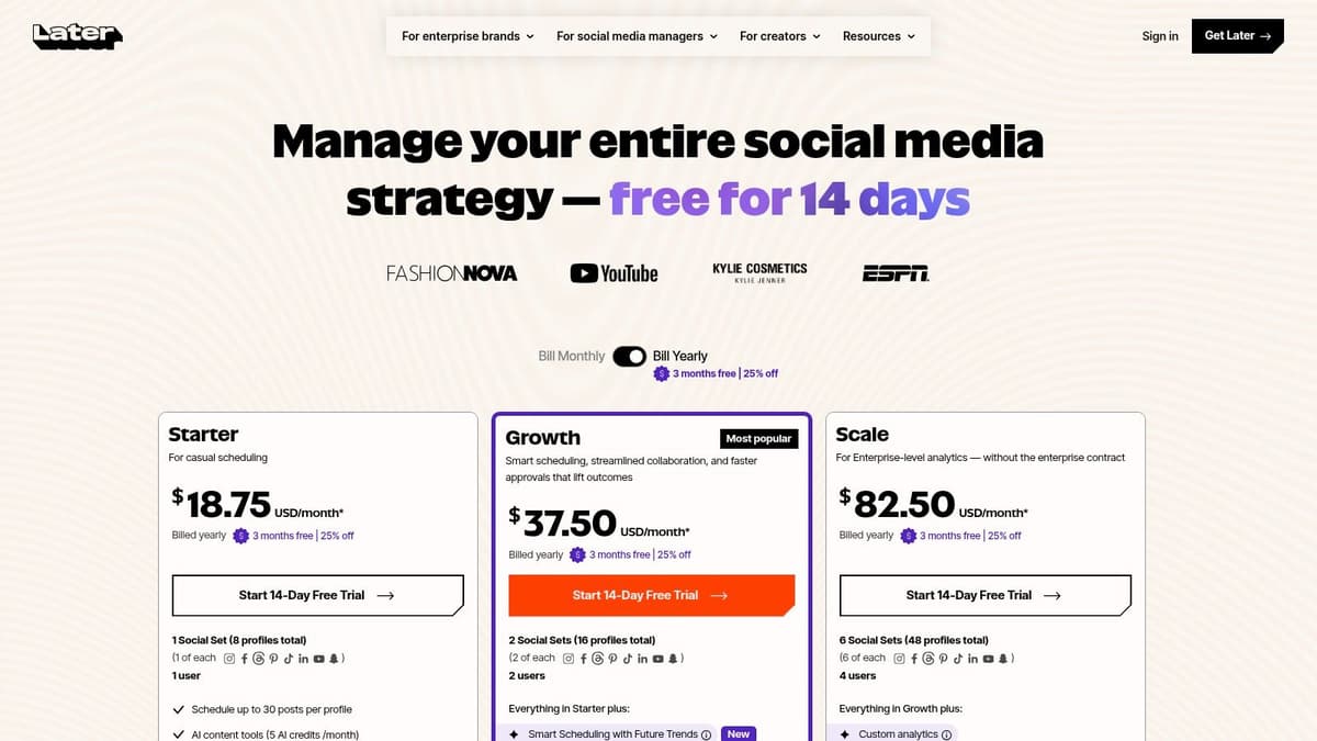 Later pricing plans