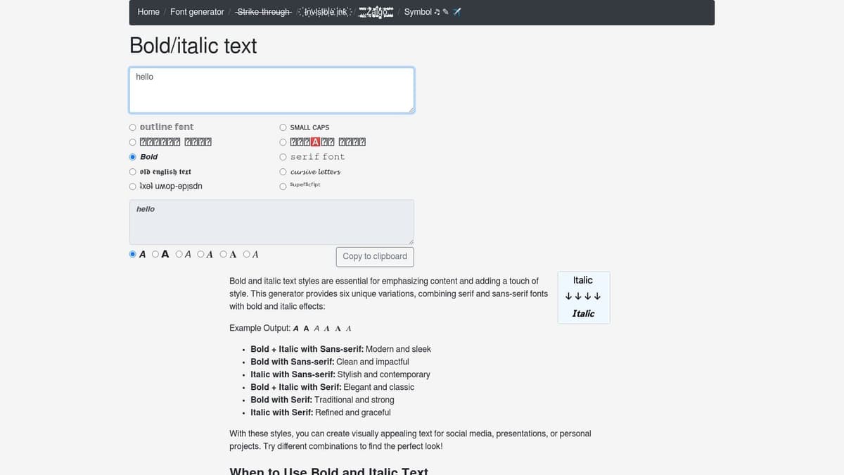 Piliapp – Bold/Italic Text