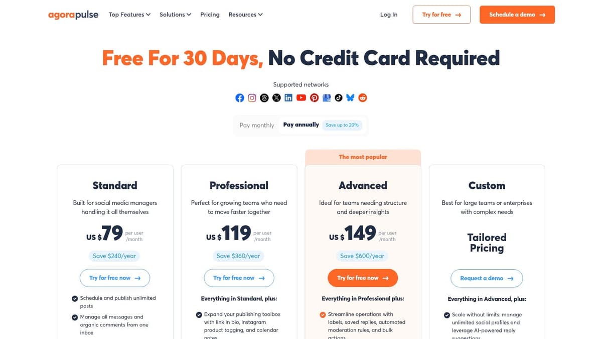 Agorapulse pricing plans
