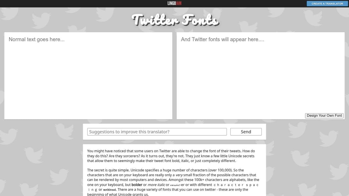LingoJam – Twitter Fonts